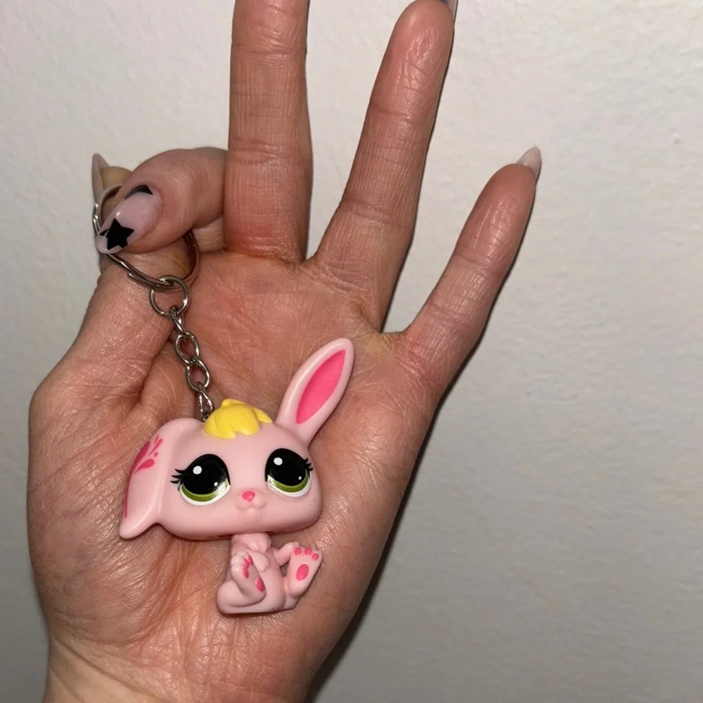 Pink Bunny littlest pet shop Keychain